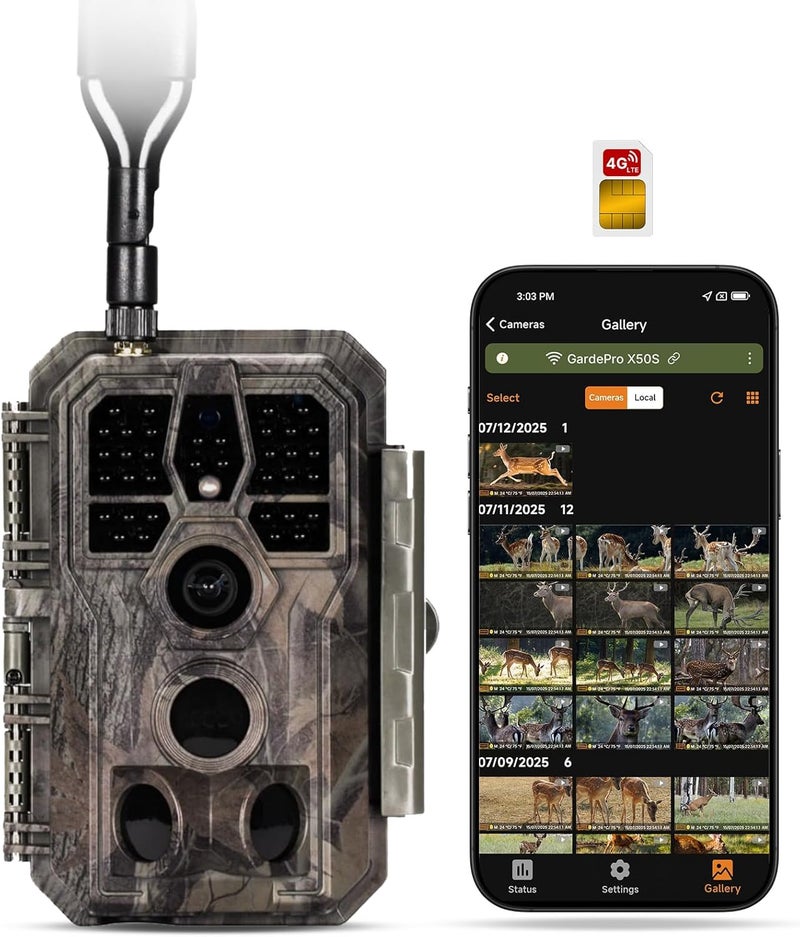 GardePro X50S Cellular Trail Camera (Non‑WiFi), Preloaded SIM Card, Shared Data Plan, Camera Sharing, 100ft No-Glow IR, 0.1s Trigger, Motion Detection - Image 1